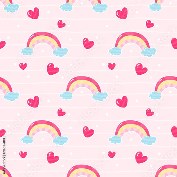 Fototapeta Cute Pink Rainbow Seamless Pattern