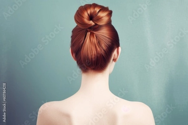 Obraz bun hairstyles for long hair look form back professional photography ai generated