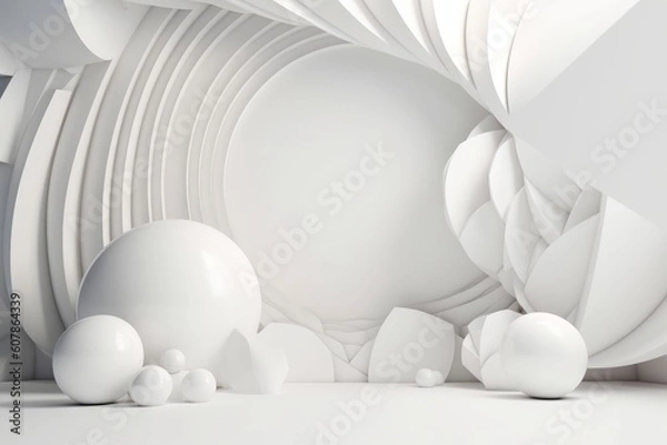 Fototapeta Abstract architecture white background, Generative AI