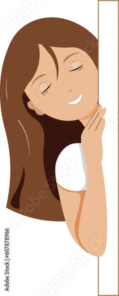 Obraz vector girl looking from behind the wall