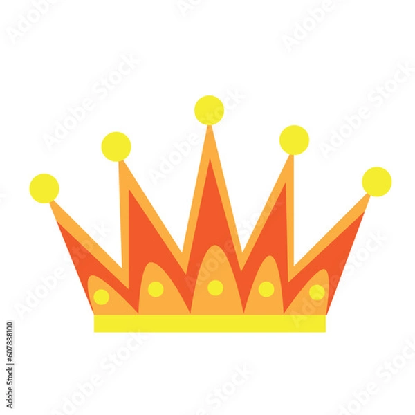 Obraz cartoon illustration, beautiful big golden crown, isolated object on white background, wind,