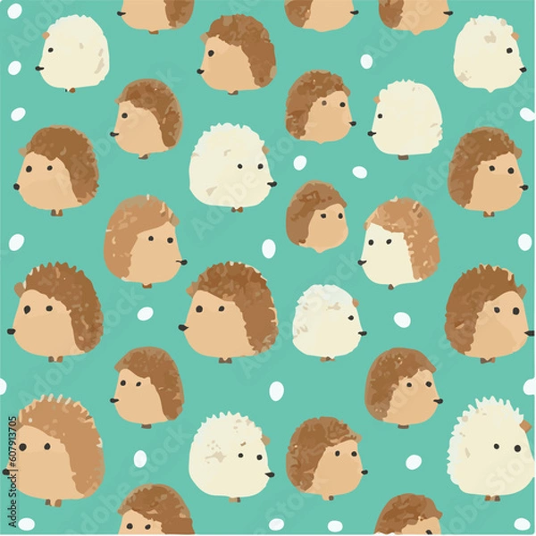 Fototapeta cute simple hedgehog pattern, cartoon, minimal, decorate blankets, carpets, for kids, theme print design
