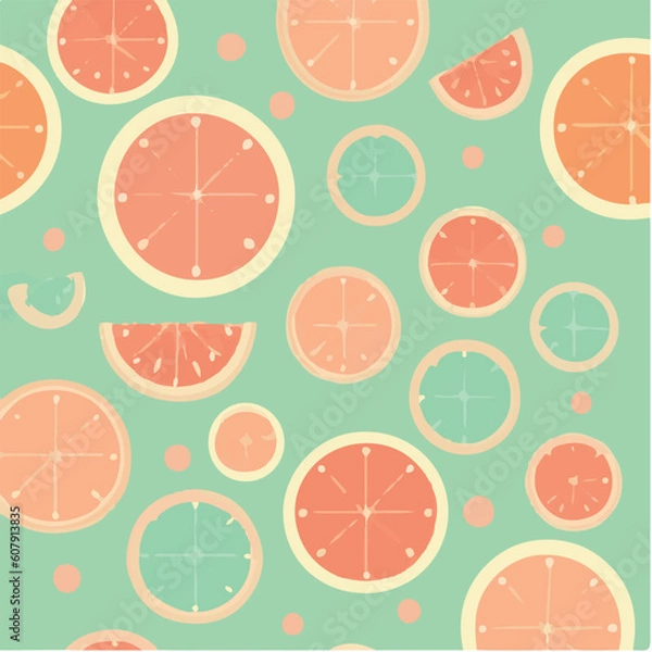 Obraz cute simple grapefruit pattern, cartoon, minimal, decorate blankets, carpets, for kids, theme print design
