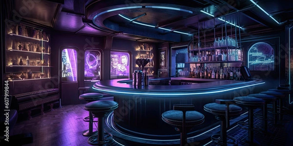 Fototapeta Sci-Fi Speakeasy Bar, Generative AI
