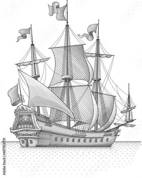 Obraz Retro ship vector