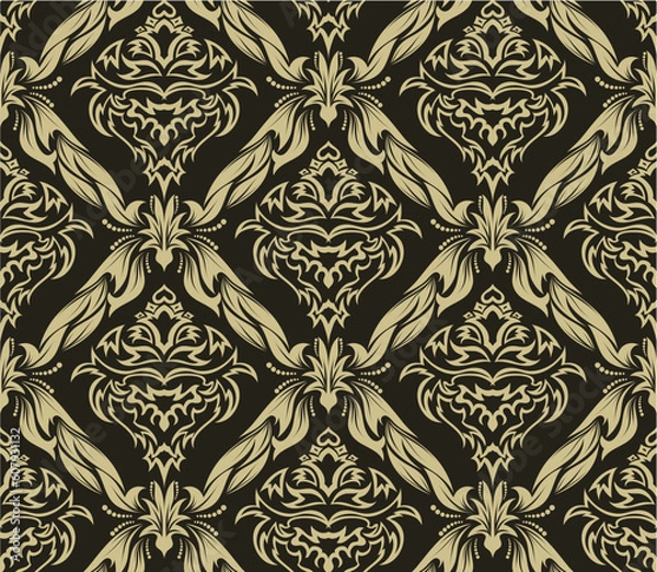Fototapeta Damask seamless vector background.  For easy making seamless pattern just drag all group into swatches bar, and use it for filling any contours.