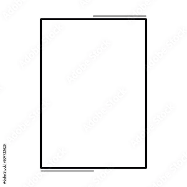 Fototapeta Rectangle frame shape icon, decorative vintage border doodle element for simple banner design in vector illustration
