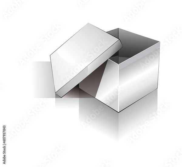 Fototapeta Three Dimensional Open Box with shadow and reflection
