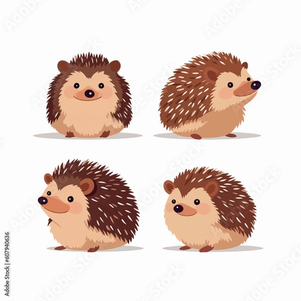 Obraz Creative hedgehog illustrations showcasing their distinctive features.