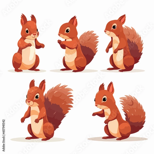 Fototapeta Intriguing squirrel illustrations in vector format, suitable for prints.