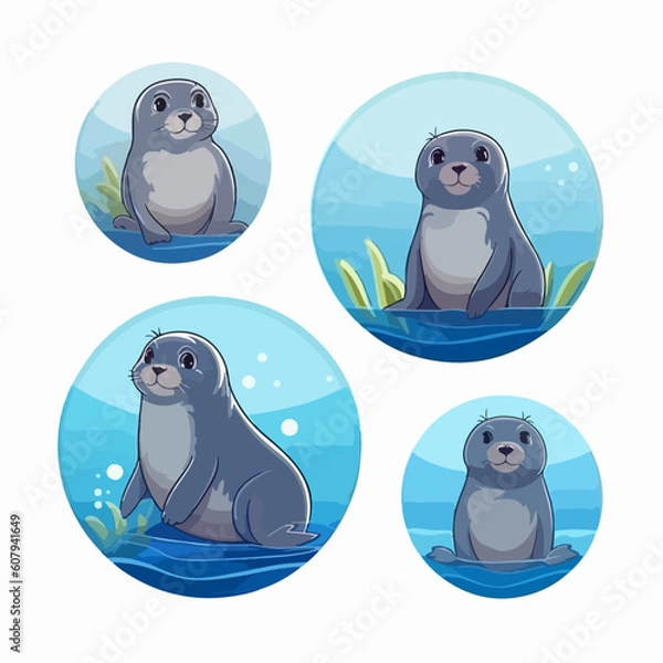 Fototapeta Lively seal illustrations in vector format, adding character to any project.