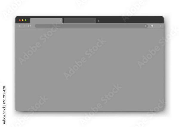 Obraz The design of the web browser window in gray on a white background. Vector frame of a website template with a shadow. Vector EPS 10.