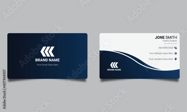 Obraz Business Card, Modern business card template, Flat design, Business Card Layout, Double sided business card template, Black business card, White business card design, professional business card