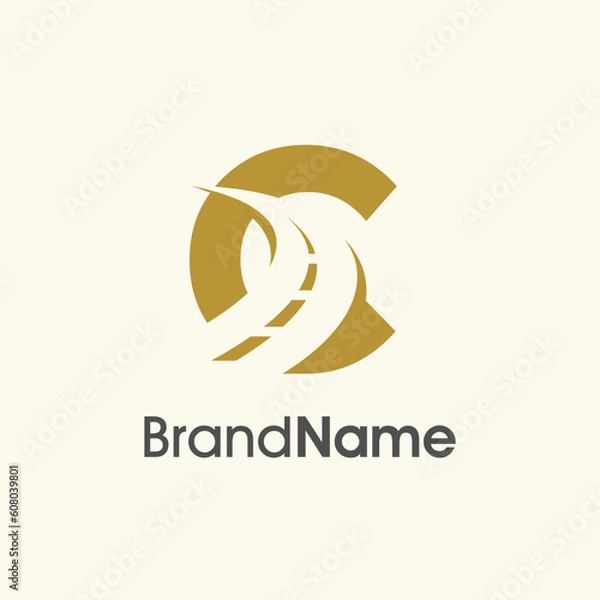 Fototapeta Simple Elegant Initial C Road Way Logo
