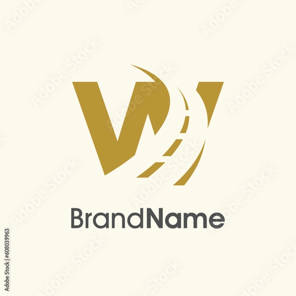 Obraz Simple Elegant Initial W Road Way Logo