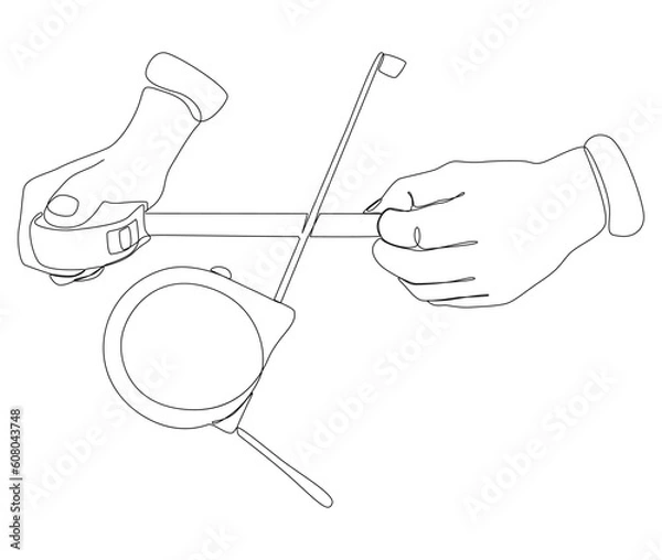 Fototapeta One continuous line of Ruler tape. Thin Line Illustration vector concept. Contour Drawing Creative ideas.
