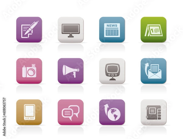 Fototapeta Communication channels and Social Media icons - vector icon set
