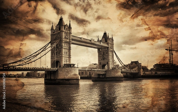Obraz Vintage Retro obraz Tower Bridge w Londynie, Wielka Brytania