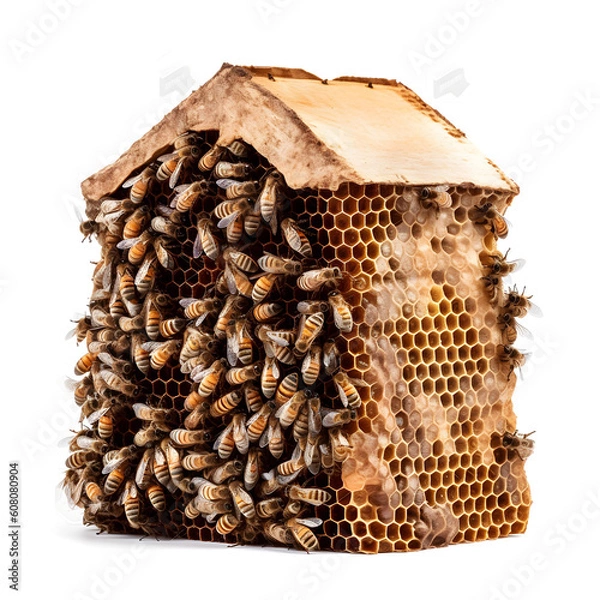 Obraz bees house, isolated on white, Generative AI