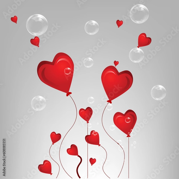 Fototapeta illustration of valentine card with bubble on white background