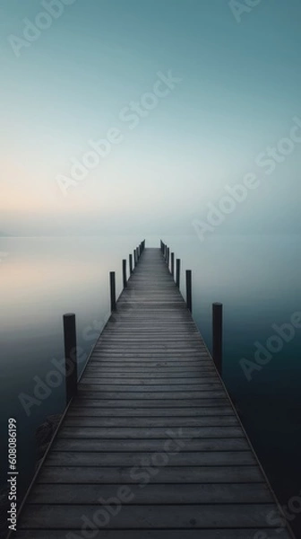 Fototapeta long dock reaching out into the water on a misty day.

Made with the highest quality generative AI tools