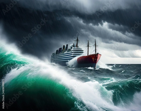 Obraz Ship in the sea Generated AI Image