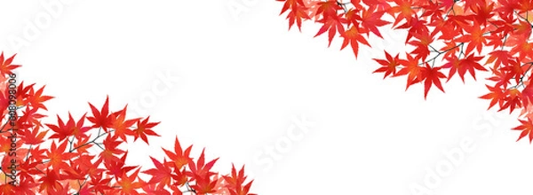 Fototapeta 紅葉したモミジのフレーム（バナー向け横長）