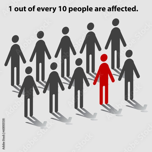 Fototapeta Statistical chart of people showing one out of every 10 people affected.