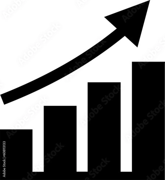 Obraz Graph increase vector icon eps 10. Chart going up simple isolated pictogram.