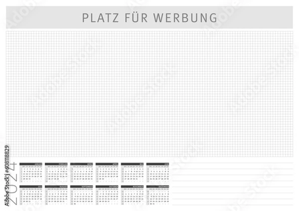 Fototapeta Schreibtischunterlage mit Kalender 2024 A2/A1