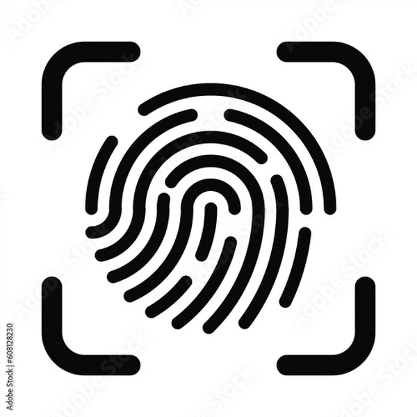 Fototapeta Fingerprint icon. Fingerprint identification icon for apps and websites. Vector illustration.