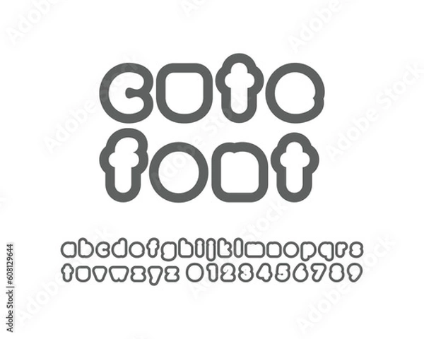 Obraz Bold little cute rounded font set design - outlined version