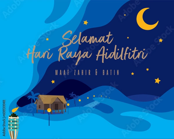 Obraz Celebrate Aidilfitri in hometown. Time to Back home. illustration in vector format