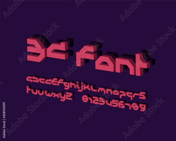 Obraz 3D Alien futuristic font set design