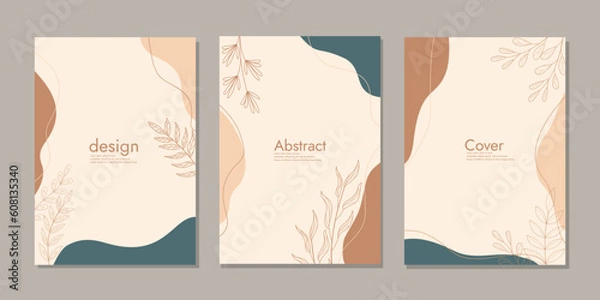 Fototapeta Cover design with floral pattern. beauty botanical abstract background. size A4 For notebooks, school books, diaries, planners, brochures, books, catalogs