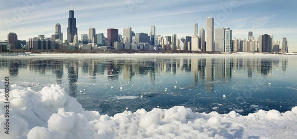Obraz Zimowa panorama Chicago.