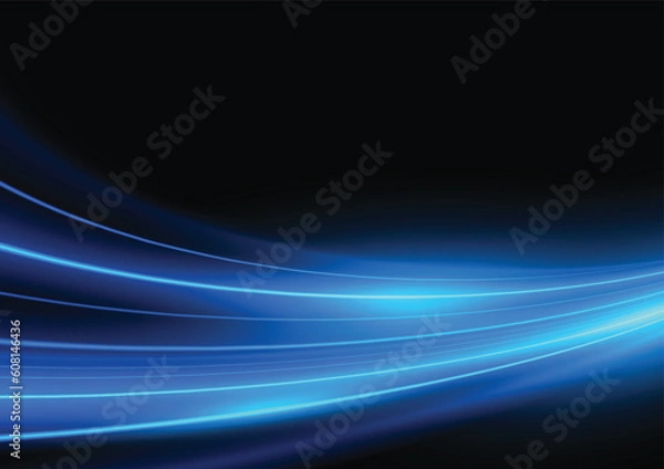 Obraz Modern abstract high-speed light motion effect on black background. vector illustration.