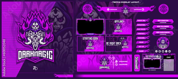 Fototapeta Skull Magic Layout Gaming Design Premium Esport Logo