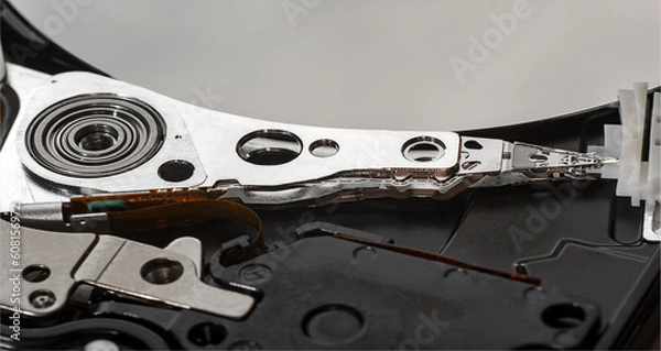 Fototapeta A close-up of a hard drive head from a computer