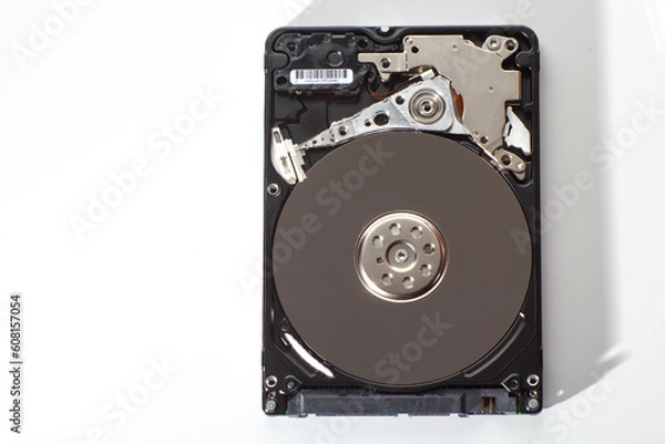 Fototapeta A hard drive from a computer without a cover