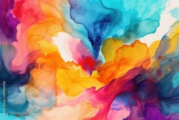 Fototapeta Abstract watercolor background with vibrant colors, Generative ai