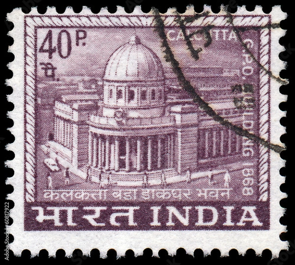 Fototapeta INDIA - CIRCA 1968: A stamp printed in India shows Main Post Off