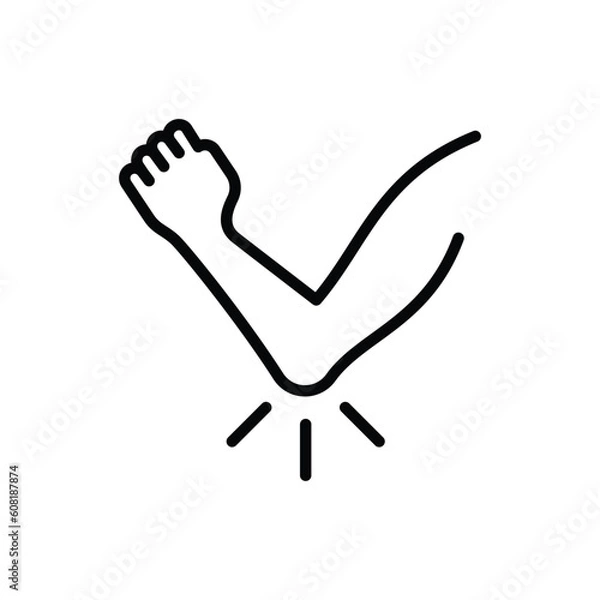 Fototapeta Elbow pain, arthritis symptom thin line icon. Joint inflammation. Vector illustration.