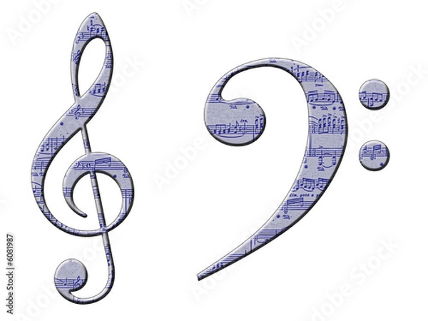 Fototapeta A treble and bass clef with manuscript pattern