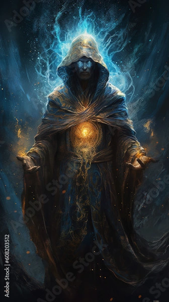 Obraz witcher under blue fire Generative AI