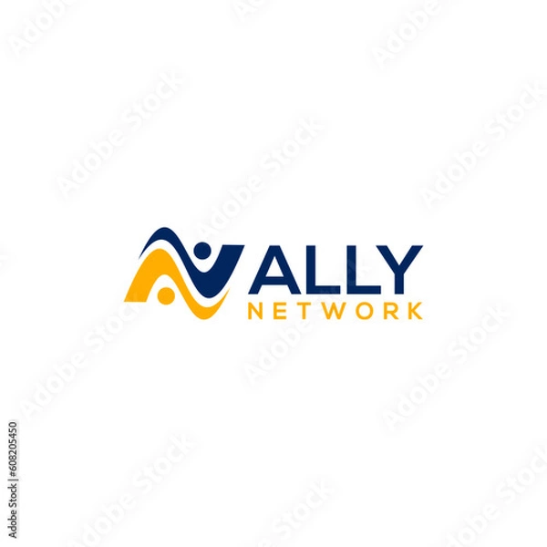 Fototapeta AN Ally Network Logo Design