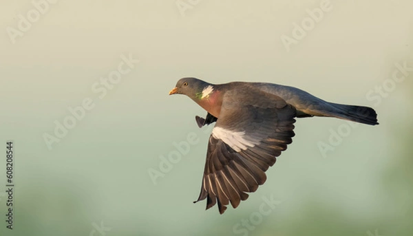 Fototapeta Wood Pigeon (Columba palumbus) in flight. Bird in flight.