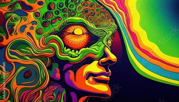 Fototapeta Mental Health in Yellow and Green Self-Realization of Spiritual Explorers Abstract Elegant Modern AI-generated Illustration