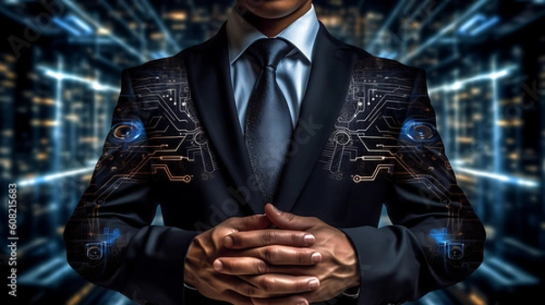 Fototapeta Generated with AI - Unlocking Business Success: How Businessmen Harness Technology, Deals, Money, and Cyber security