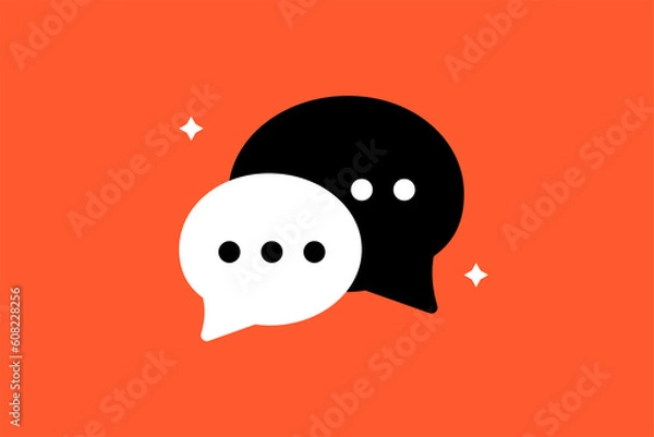 Obraz Vector chatting illustration in flat design style, geometric texting icon.